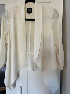 edge Ivory Open-Front Draped Blazer